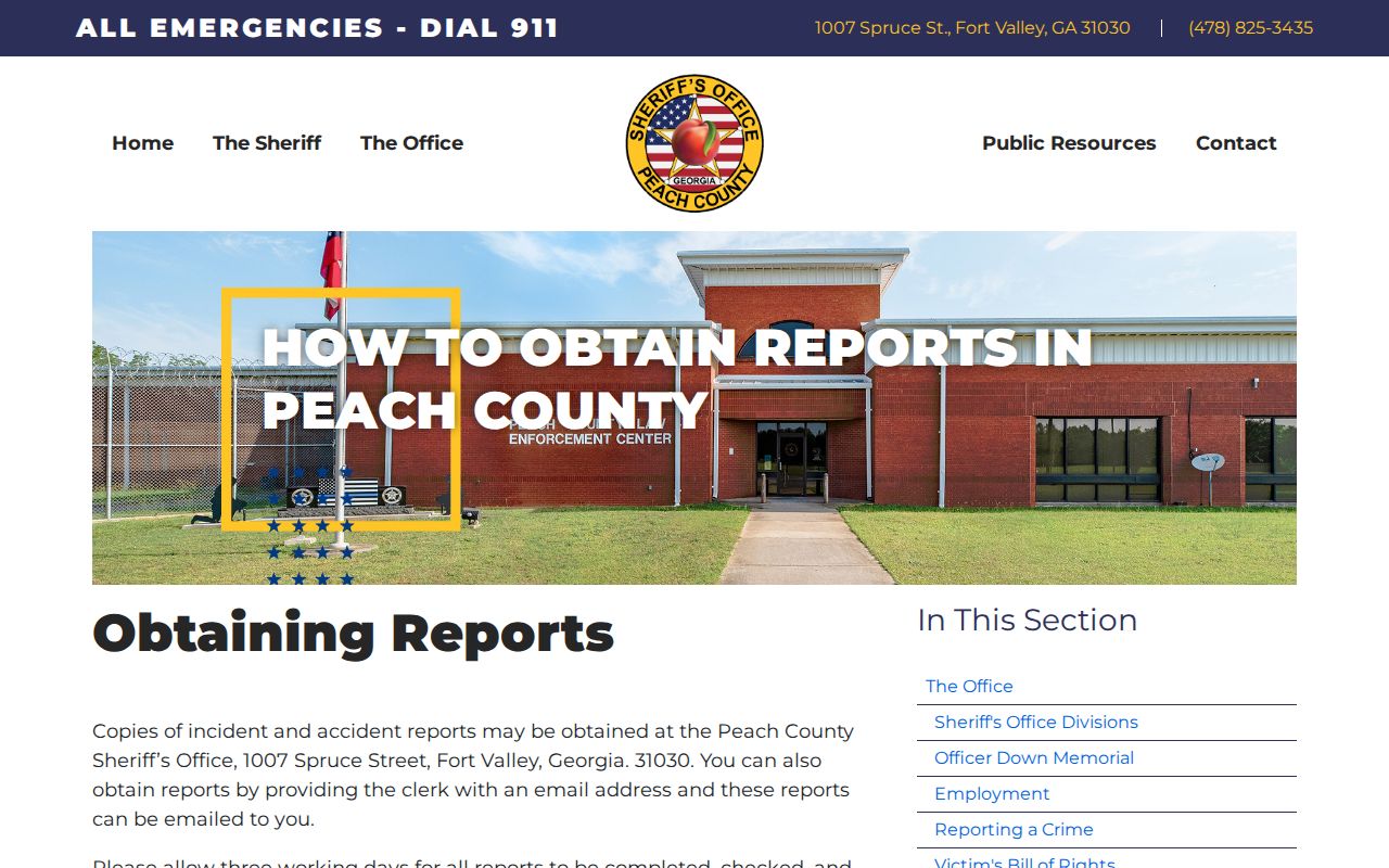 Peach County Sheriff report copy information