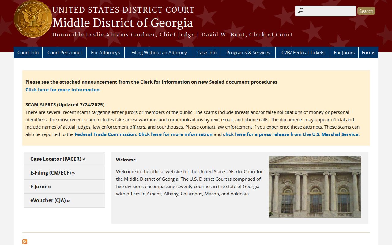 United States District Court for the Middle District of Georgia website