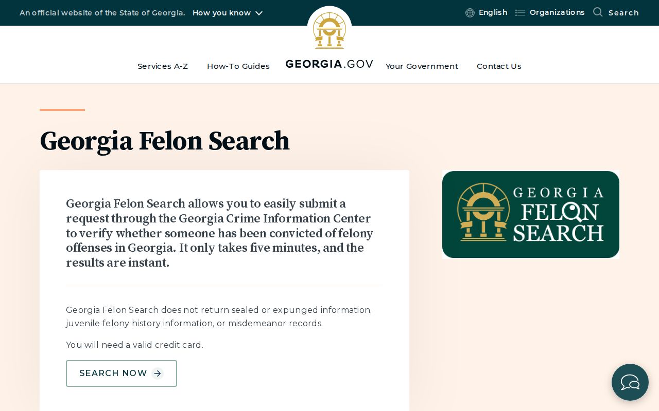 Georgia Felon Search official instructions