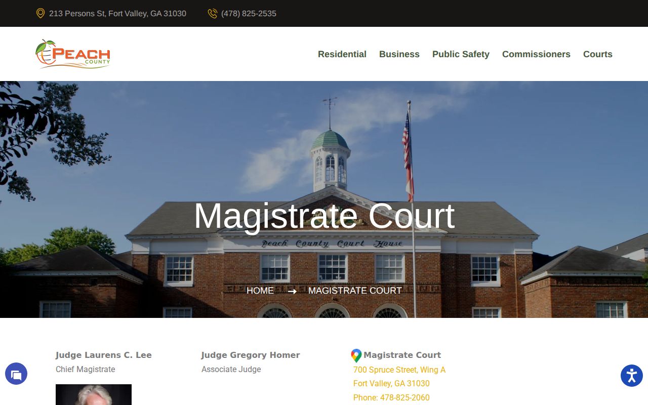 Peach County Magistrate Court official page