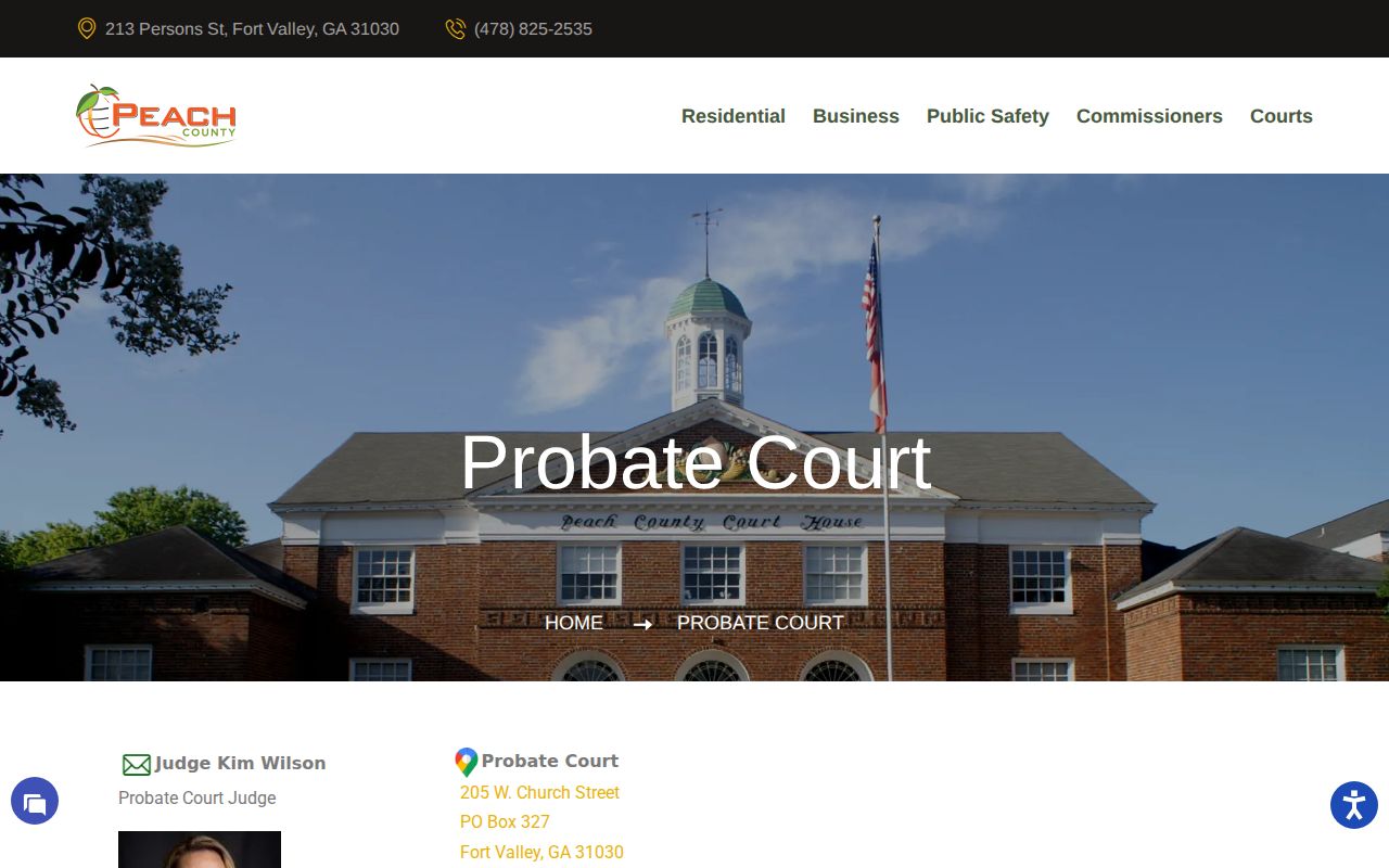 Peach County Probate Court official page