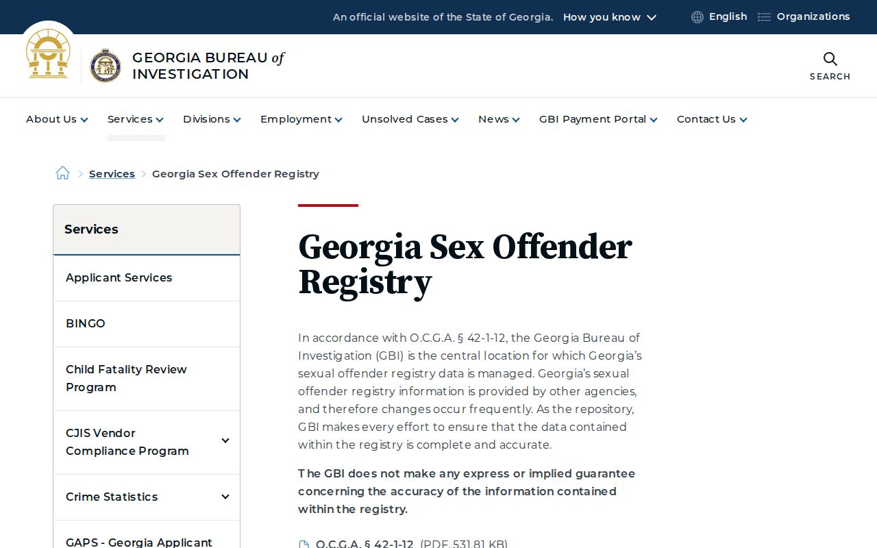 Peach County sex offender lookup through the Georgia registry