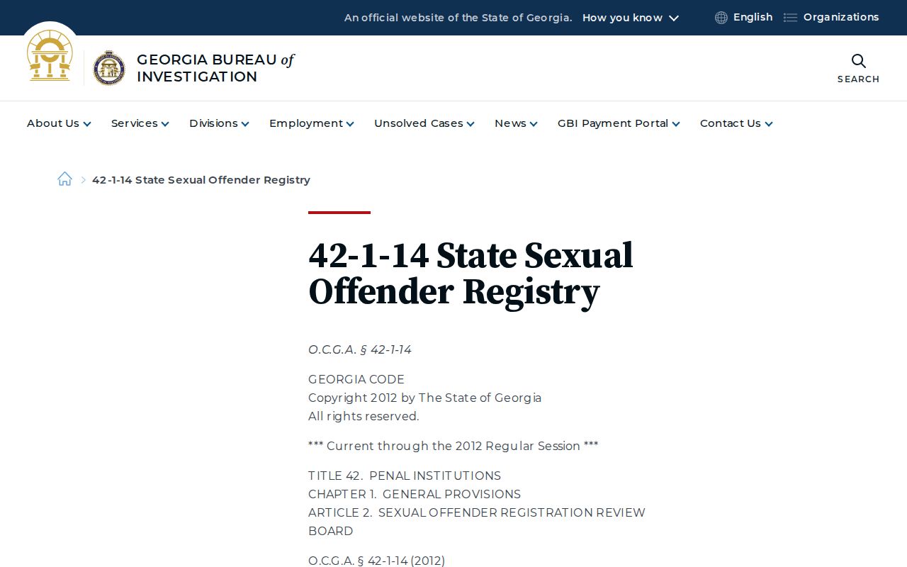 Georgia risk classification law for Peach County registry records